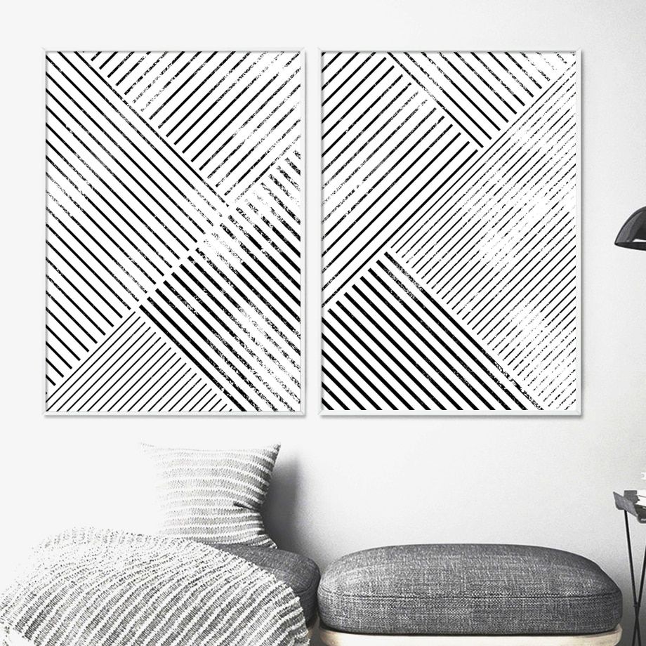 Geometric Llines Abstract Wall Art Nordic Posters And Prints Black And  White Pictures For Living Room Modern Home Decoration|painting &  Calligraphy| – Aliexpress For Lines Wall Art (View 12 of 15)