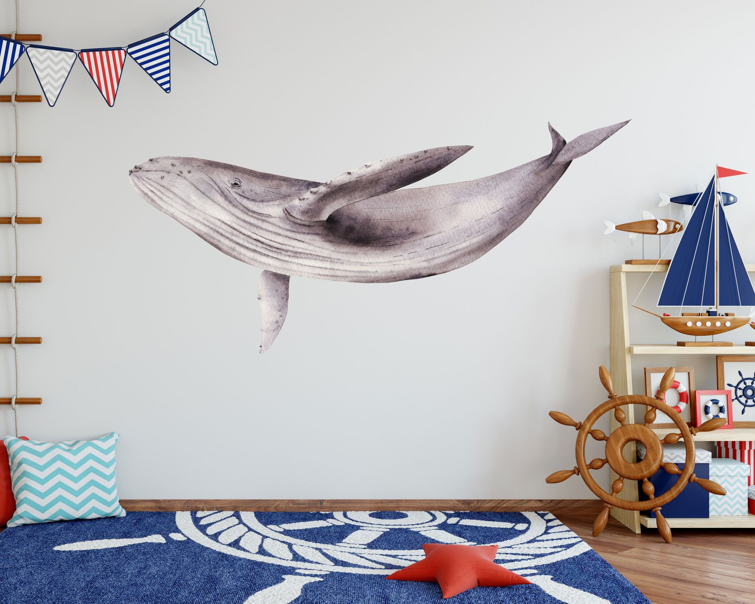 Giant Whale Wall Decal For Kids Room Decor Or Classroom Decor – Etsy Italia Regarding Whale Wall Art (View 6 of 15)