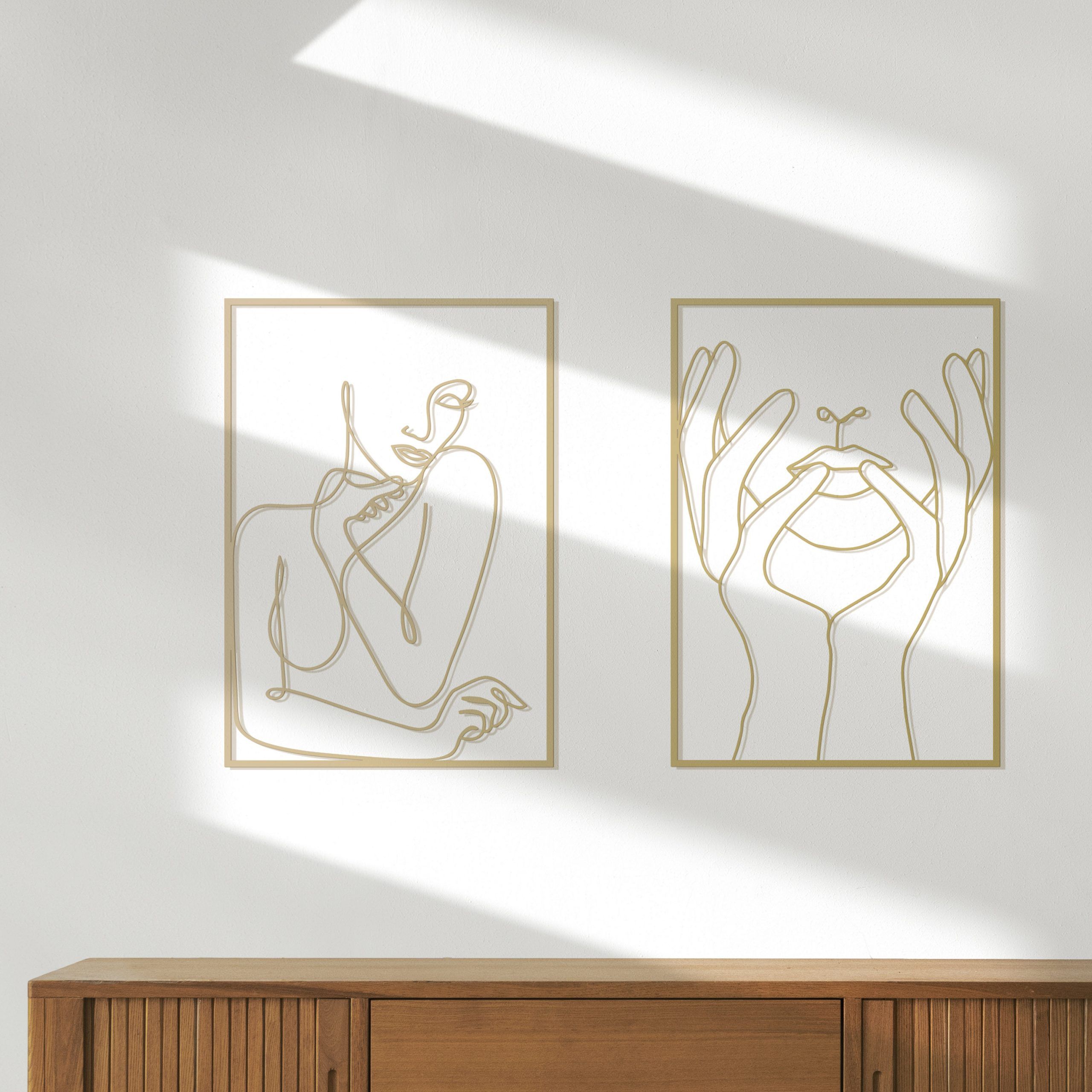 Gold Female Wall Decor Set Large Wall Decor Hands On Faces – Etsy Norway Throughout Female Wall Art (View 2 of 15)