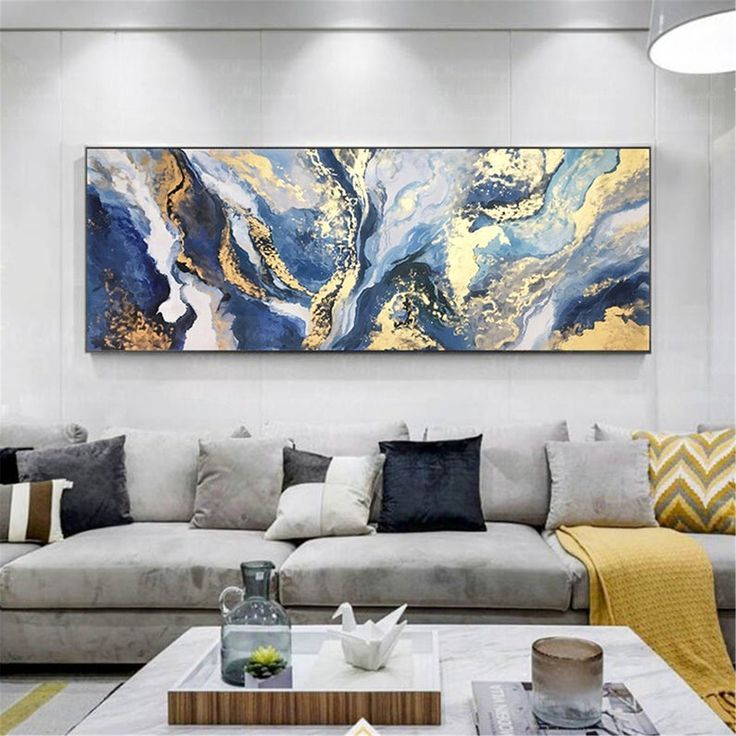 Gold Leaf Abstract Painting On Canvas Navy Blue Wall Art – Etsy | Navy Blue Wall  Art, Blue Wall Art, Gold Art Painting Inside Abstract Flow Wall Art (View 7 of 15)