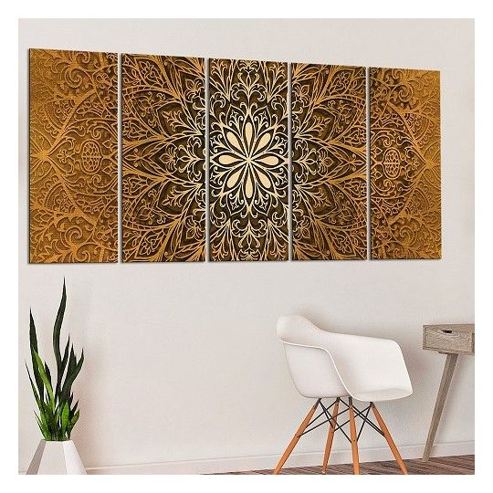 Gold Mandala Wall Canvas In Golden Wall Art (View 9 of 15)