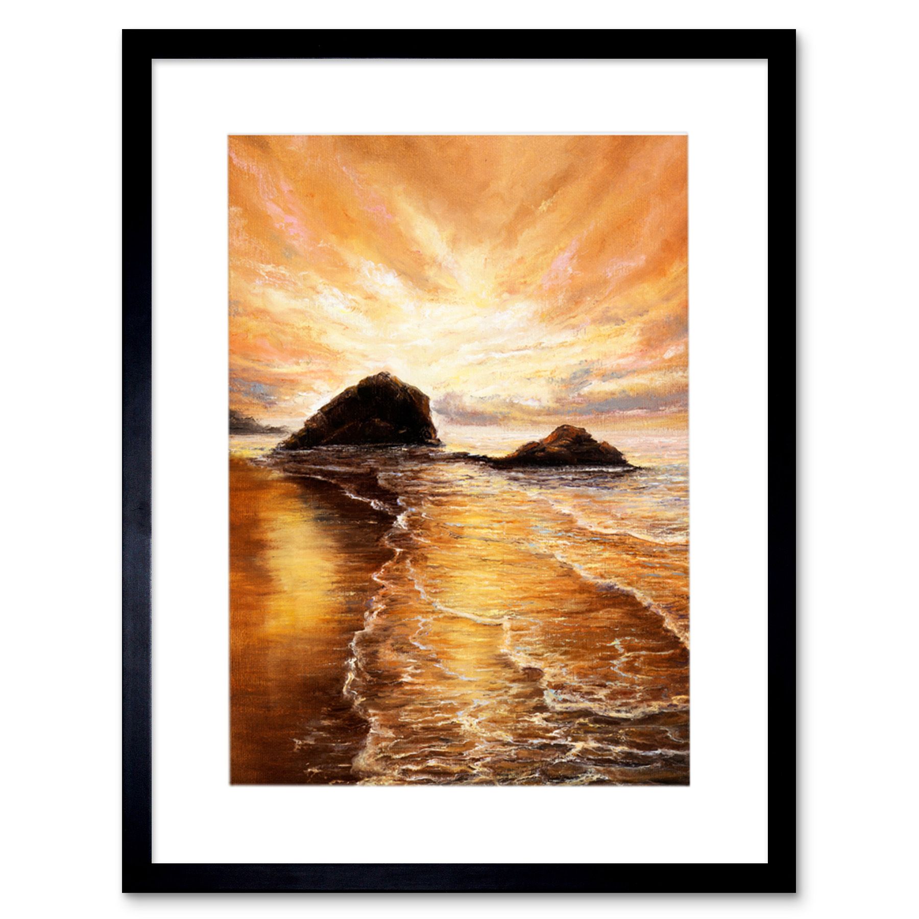 Golden Sunrise Painting Framed Wall Art Print 12x16 Dans | Ebay In Sunrise Wall Art (View 8 of 15)