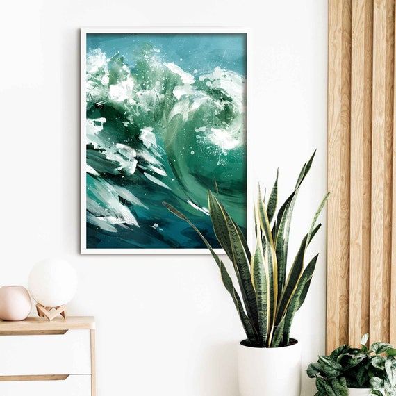 Grande Ocean Wave Painting Framed Waves Wall Art Print – Etsy Italia For Waves Wall Art (View 7 of 15)