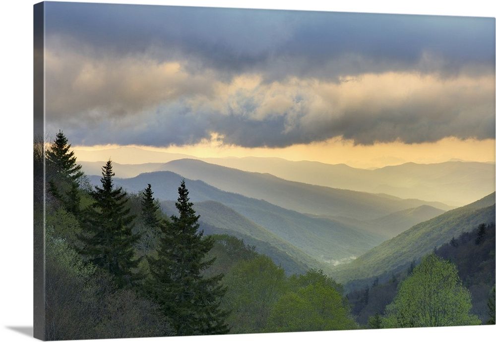 Great Big Canvas | "sunrise View Of Oconaluftee Valley, Great Smoky  Mountains National Park, North Carolina" Canvas Wall Art – 48x32 –  Walmart Throughout Smoky Mountain Wall Art (View 14 of 15)