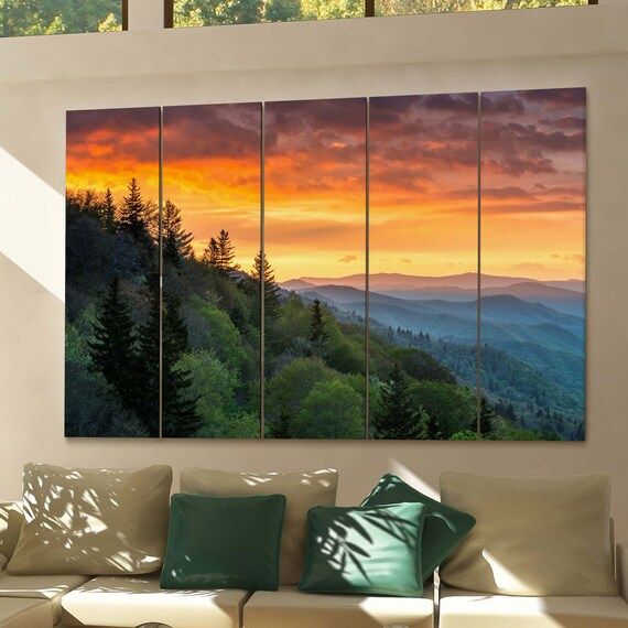 Great Smoky Mountains Wall Art Canvas Great Smoky Mountains – Etsy France Intended For Smoky Mountain Wall Art (View 2 of 15)