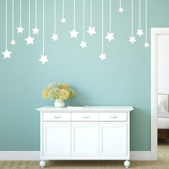 Hanging Stars Wall Art Stickers Star Pendentif Vinyl Decal – Etsy France With Regard To Stars Wall Art (View 2 of 15)