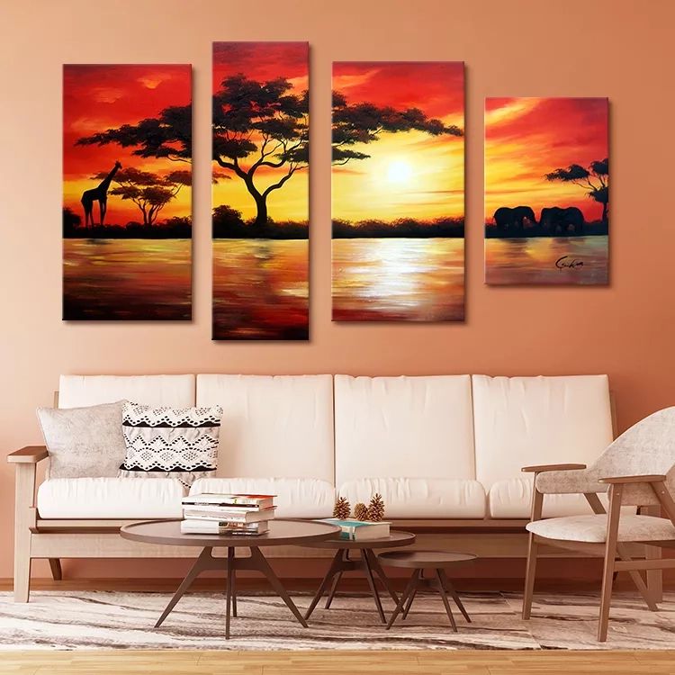 High Quality 4 Panel African Canvas Art Sunset Landscape Oil Painting For Wall  Decor – Buy Landscape Hand Large Size Landscape Painting Wall Painting  Canvas Landscape Landscape Oil Painting Origin Oil Painting For Sunset Landscape Wall Art (View 6 of 15)