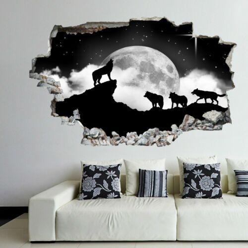 Hurlement Des Loups Moon Stars Wall Art Stickers Murale Autocollant Enfants  Chambre Maison Ej13 | Ebay Intended For Stars Wall Art (View 11 of 15)