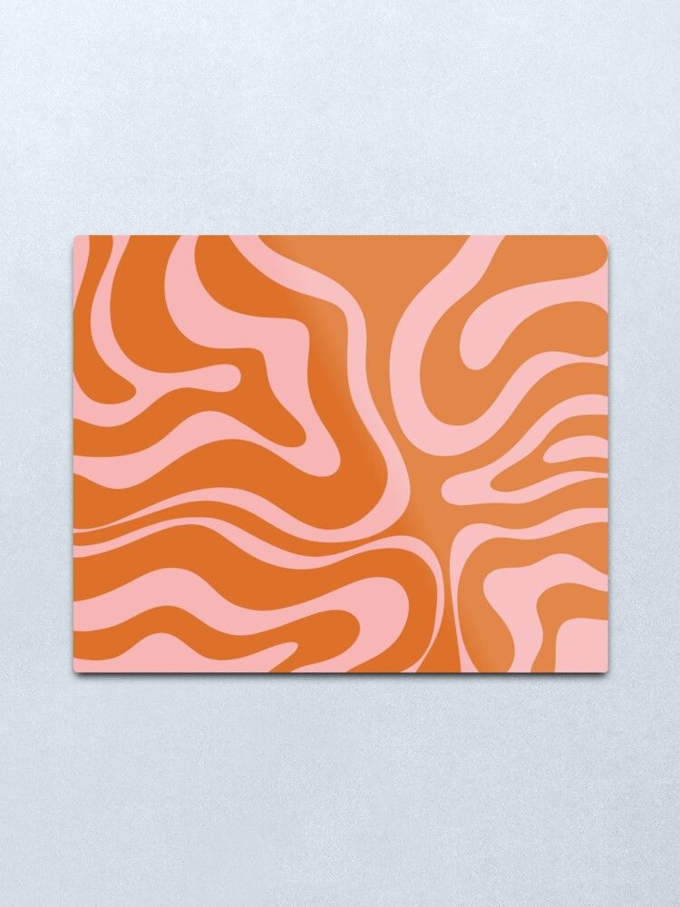Impression Métallique « Liquid Swirl Retro Abstract Pattern En Orange Et  Rose », Par Kierkegaard | Redbubble With Regard To Liquid Swirl Wall Art (View 12 of 15)