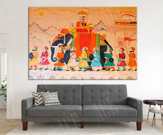 Indian Style Canvas Print Indian Wall Art Indian Vintage Art – Etsy Israel For Indian Wall Art (View 12 of 15)