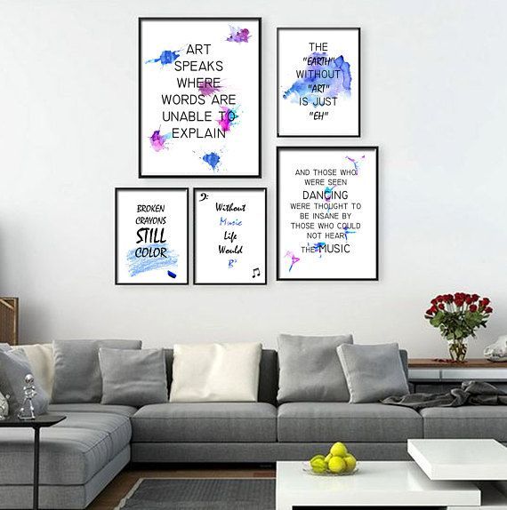 Inspirational Art Quote Wall Prints Set Of 5 Artsy Wall – Etsy | Art Quotes  Inspirational, Artsy Wall Art, Wall Prints Inside Inspired Wall Art (View 9 of 15)