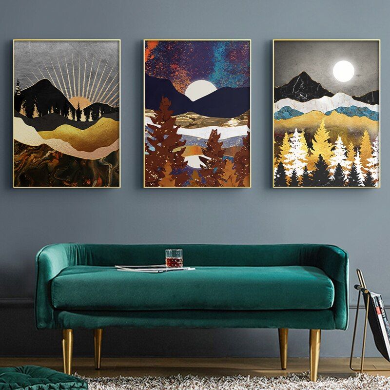 Japanese Geometric Mountain Canvas Painting Summer Vista Poster And Print  Desert Catcus Wall Art Pictures For Living Room Decor – Aliexpress Within Summer Vista Wall Art (View 8 of 15)