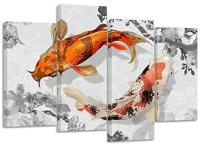 Japansese Art Koi Fish Split Canvas Prints Wall Art | Ebay In Koi Wall Art (View 6 of 15)