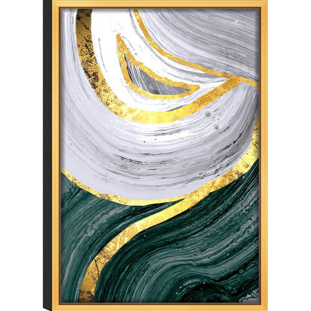 Jennifer Taylor White Flow' Acrylic Glass Gold Frame Abstract Wall Art 24  In. L X 36 In (View 11 of 15)