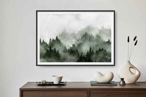 Large Pine Tree Wall Art Misty Forest Print Panoramic – Etsy Pertaining To Pine Forest Wall Art (View 12 of 15)