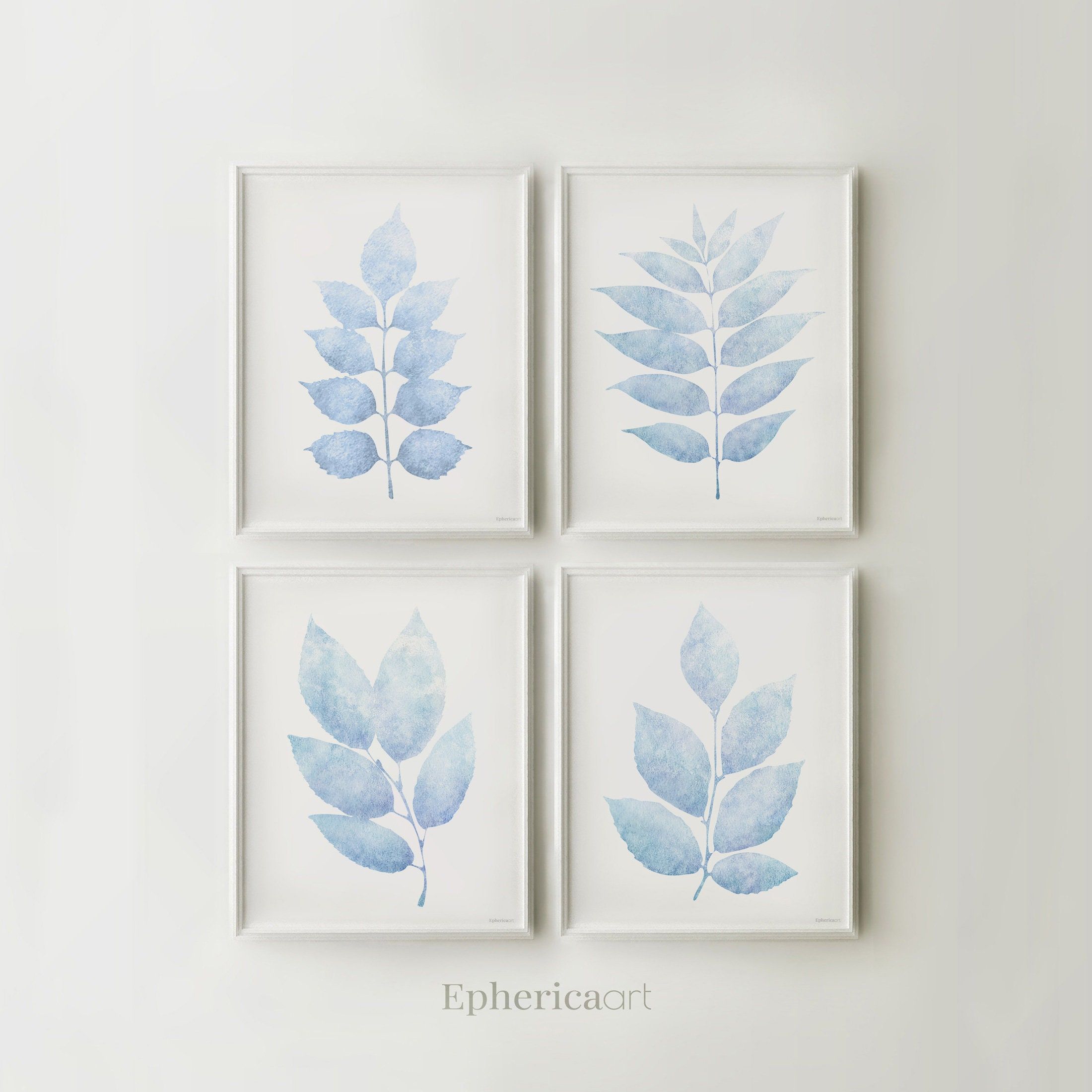Light Blue Print Set Pastel Wall Art Cottage Wall Decor – Etsy Intended For Soft Blue Wall Art (View 3 of 15)