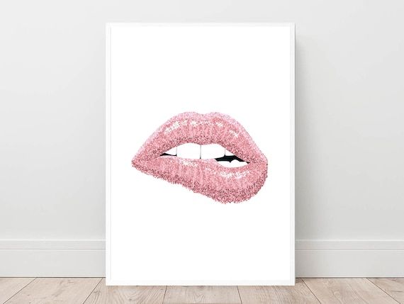 Lips Print Pink Wall Art Blush Decor Sparkle Lips Print – Etsy Sweden Pertaining To Glitter Pink Wall Art (View 9 of 15)