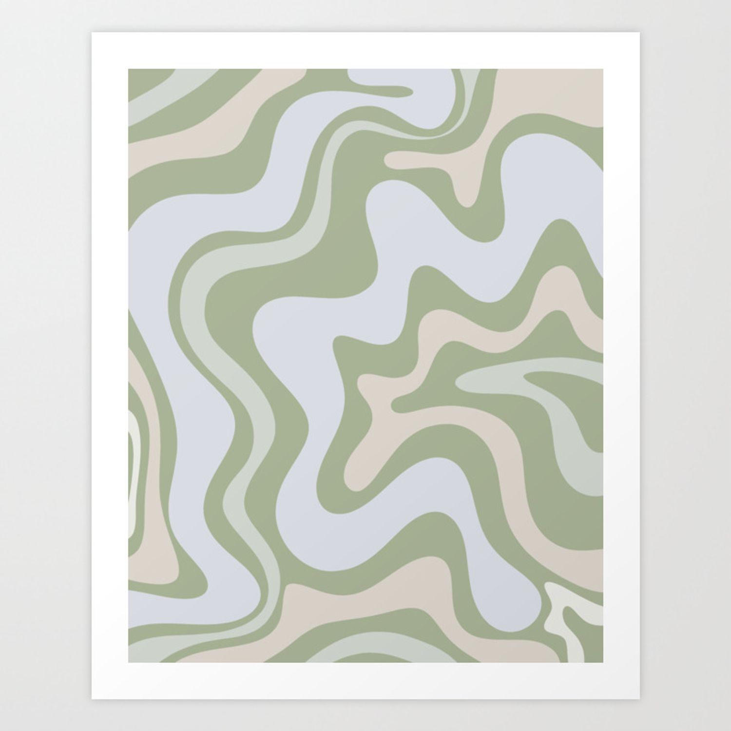 Liquid Swirl Contemporary Abstract Pattern In Light Sage Green Art Print Kierkegaard Design Studio | Society6 Intended For Light Sage Wall Art (View 5 of 15)