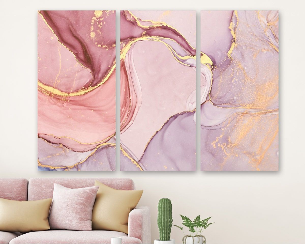 Marble Wall Art Pink And Gold Glitter Marble Wall Art Large – Etsy New  Zealand Throughout Glitter Pink Wall Art (View 2 of 15)