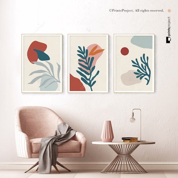 Matisse Inspired Set Of 3 Wall Art Mid Century Modern Decor – Etsy With Inspired Wall Art (View 5 of 15)