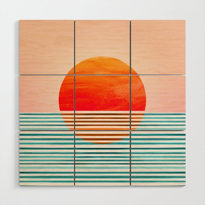 Minimalist Sunset Iii / Abstract Landscape Wood Wall Artmodern Tropical  | Society6 Regarding Orange Wood Wall Art (View 5 of 15)