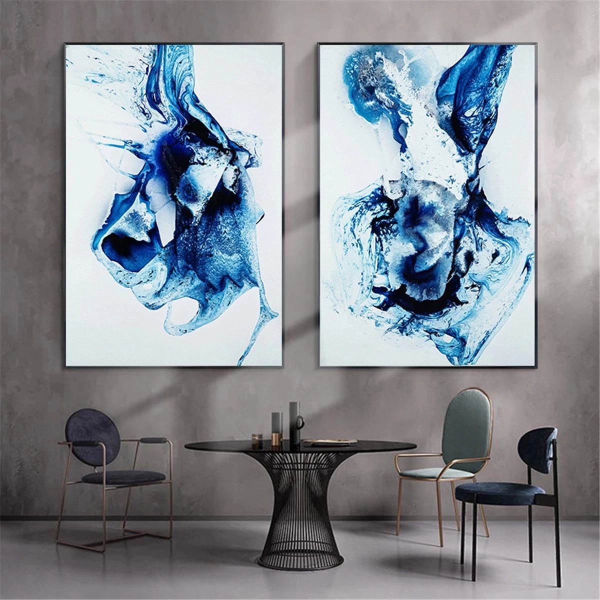 Modern Abstract Blue Splash Ink Painting Poster Canvas Print Painting Wall  Art Living Room Home Decoration – Painting & Calligraphy – Aliexpress In Ink Art Wall Art (View 10 of 15)