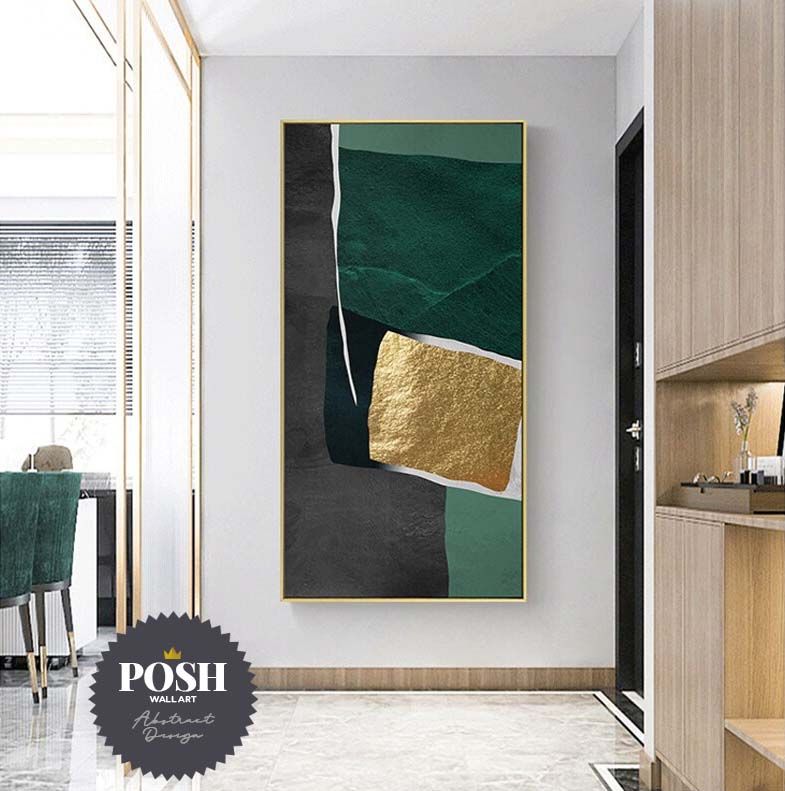 Modern Abstract Color Block Black Golden Green Wall Art – Posh (View 13 of 15)