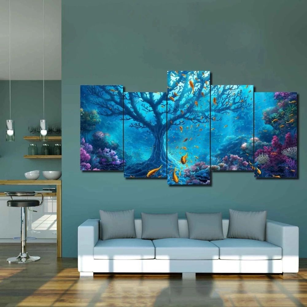 Modern Canvas Prints Pictures Wall Art Fantasy Sea Underwater Animals  Landscape Paintings Living Room Decor Poster Modular Frame – Painting &  Calligraphy – Aliexpress In Underwater Wall Art (View 5 of 15)