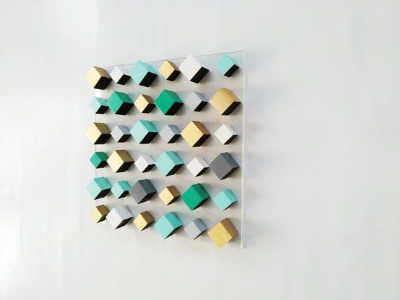 Modern Wood Wall Art© Gold And Teal Colors (View 2 of 15)