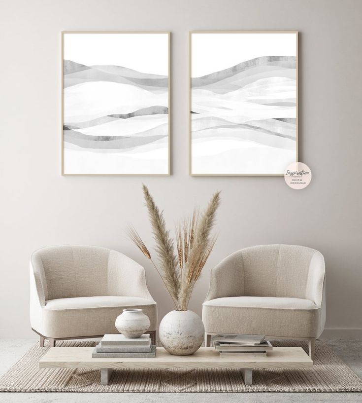 Modern Zen Wall Art Set Of 2 White Grey Minimal Abstract – Etsy Uk | Beige  Living Rooms, Room Decor, Living Room Designs In Cream Wall Art (View 8 of 15)