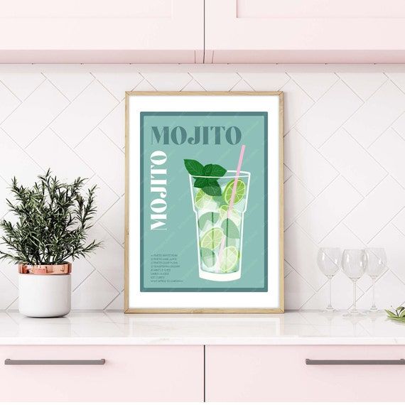 Mojito Cocktail Print Cocktail Print Cocktails Wall Art – Etsy Italia Within Cocktails Wall Art (View 10 of 15)