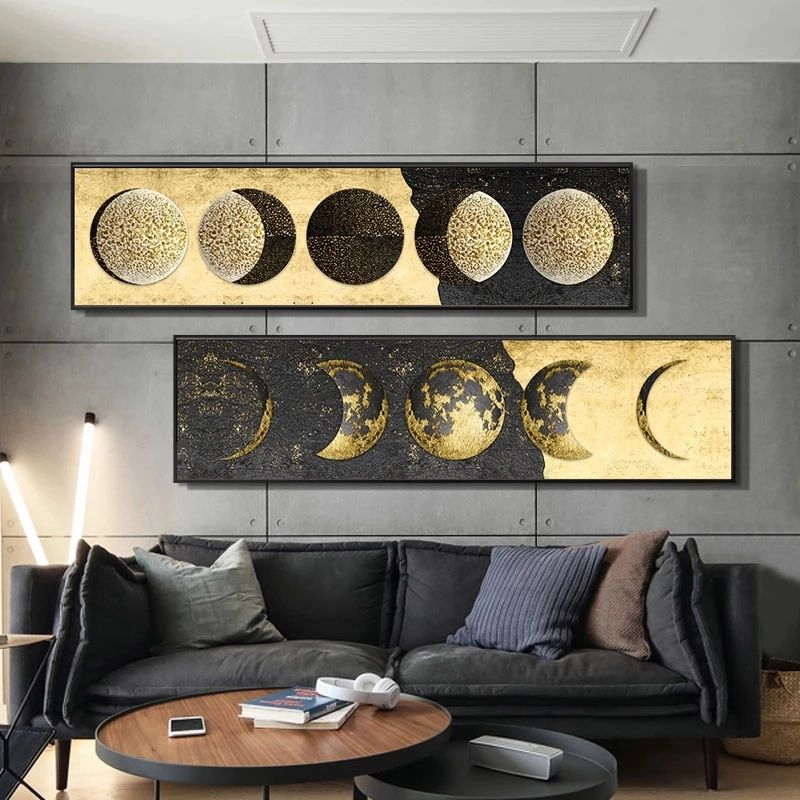 Moon Phase Canvas Painting Golden Moon Wall Art Posters Prints Big Size  Planet Solar Wall Pictures For Living Room Decor Cuadros – Painting &  Calligraphy – Aliexpress With The Moon Wall Art (View 5 of 15)