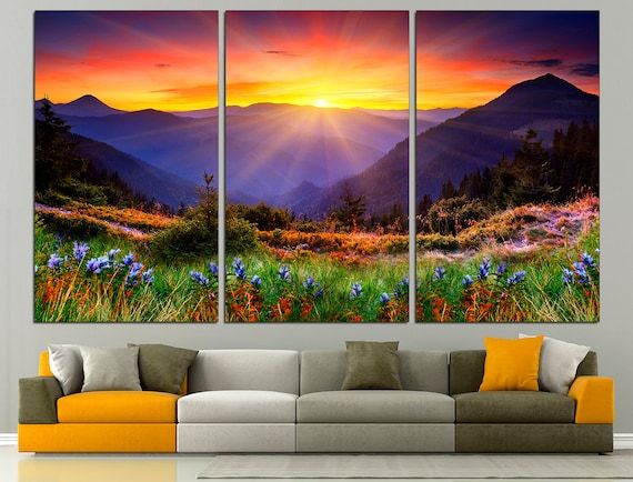 Mountain Print Large Wall Art Sunrise Home Decor Nature Wall – Etsy France Pertaining To Sunrise Wall Art (View 1 of 15)