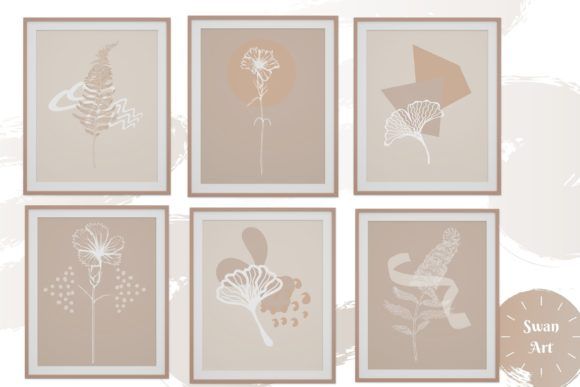 Neutral Beige Abstract Wall Art Set Of 6 Grafica Di Sidelnikova (View 7 of 15)