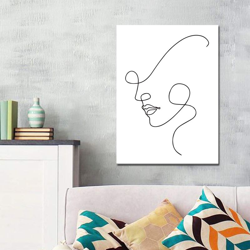 New Fashion Woman Face Sketch One Line Drawing Simple Stretched Canvas  Painting Hanging Wall Art For Home Decor – Buy Canvas Painting Wall Art  Small Gift Items,canvas Painting Wall Art Feather Wall Pertaining To Line Abstract Wall Art (View 14 of 15)