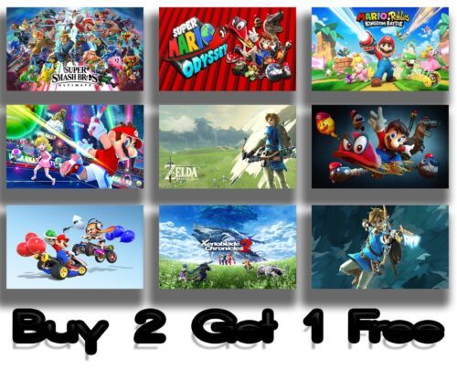 Nintendo Game Empreintes Poster Gaming Wall Art Nerd Mario Zelda Switch  Maxi | Ebay Pertaining To Games Wall Art (View 13 of 15)