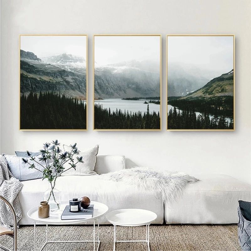 Nordic Landscape Mountain Lake Canvas Paintings Home Decoration Living Room Wall  Art Pictures Nature Scenery Posters And Prints|painting & Calligraphy| –  Aliexpress For Mountain Lake Wall Art (View 9 of 15)