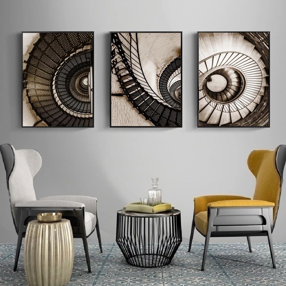 Nordic Spiral Staircase Wall Posters And Prints Architectural Wall Art  Canvas Paintings Pictures For Living Room Decoration – Painting &  Calligraphy – Aliexpress With Regard To Spiral Circles Wall Art (View 9 of 15)