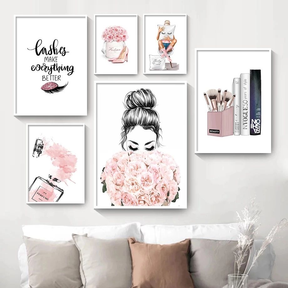 Nordic Wall Art Canvas Painting Lashes Black Lips Women Poster Print  Simplicity Perfume Books Picture Modern Salon Beauty Decor – Painting &  Calligraphy – Aliexpress Intended For Poster Print Wall Art (View 3 of 15)