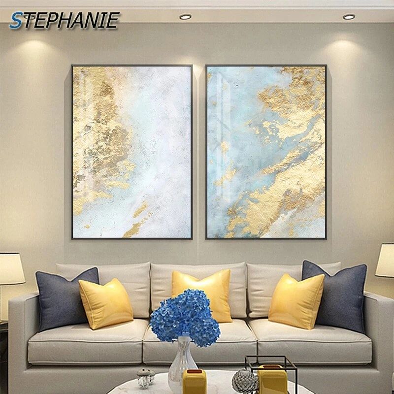 Nordic White Light Blue Canvas Painting Abstract Wall Art Pictures For  Living Room Big Cuadros Table Big Gold Poster And Print|pittura E  Calligrafia| – Aliexpress Intended For Soft Blue Wall Art (View 4 of 15)