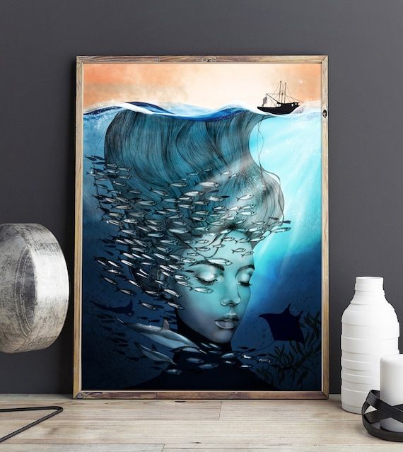 Ocean Print A4 A3 Or A2 Underwater Wall Art Conservation – Etsy With Underwater Wall Art (View 1 of 15)