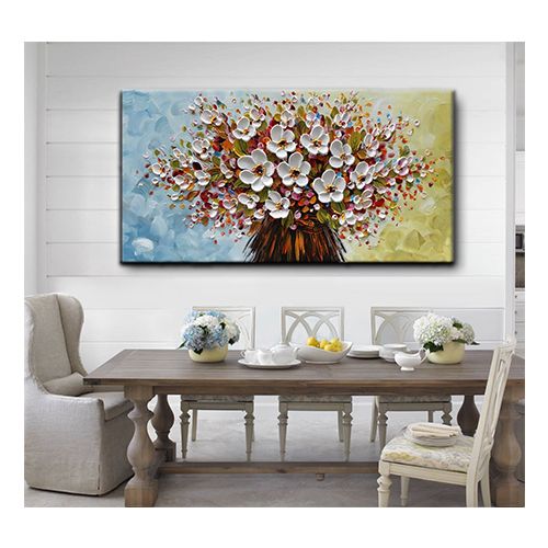 Oil Painting Wall Art Hand Painted White Flower Wall Decor – Cp Canvas  Painting Online With Regard To Oil Painting Wall Art (View 7 of 15)