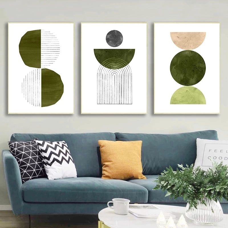 Olive Green Abstract Watercolor Painting Canvas Prints Mid Century Modern  Gallery Wall Art Picture Nordic Poster Home Room Decor – Painting &  Calligraphy – Aliexpress For Olive Green Wall Art (View 3 of 15)
