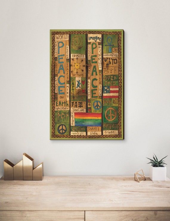 Painted Peace's Peace Print On Wood Wall Hanging Home – Etsy Pertaining To Peace Wood Wall Art (View 7 of 15)