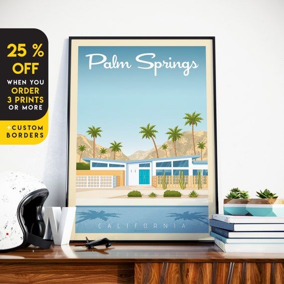 Palm Springs Print Palm Springs Poster California Wall Art – Etsy Italia In Palm Springs Wall Art (View 6 of 15)