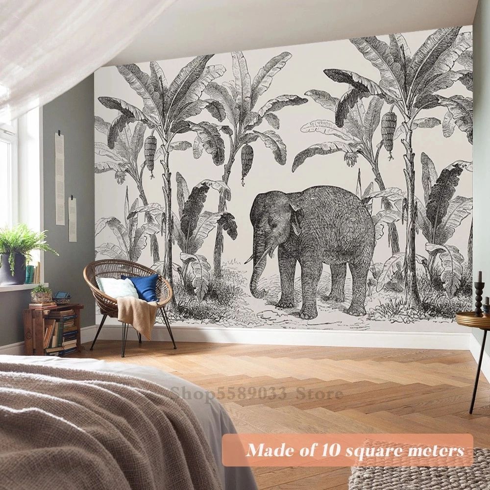 Pencil Hand Drawing Art Aesthetic Wallpaper Banana Trees Contact Mural  Custom Size Elephant Room Wall Decor Bedroom Living Room – Wallpapers –  Aliexpress With Regard To Hand Drawn Wall Art (View 8 of 15)