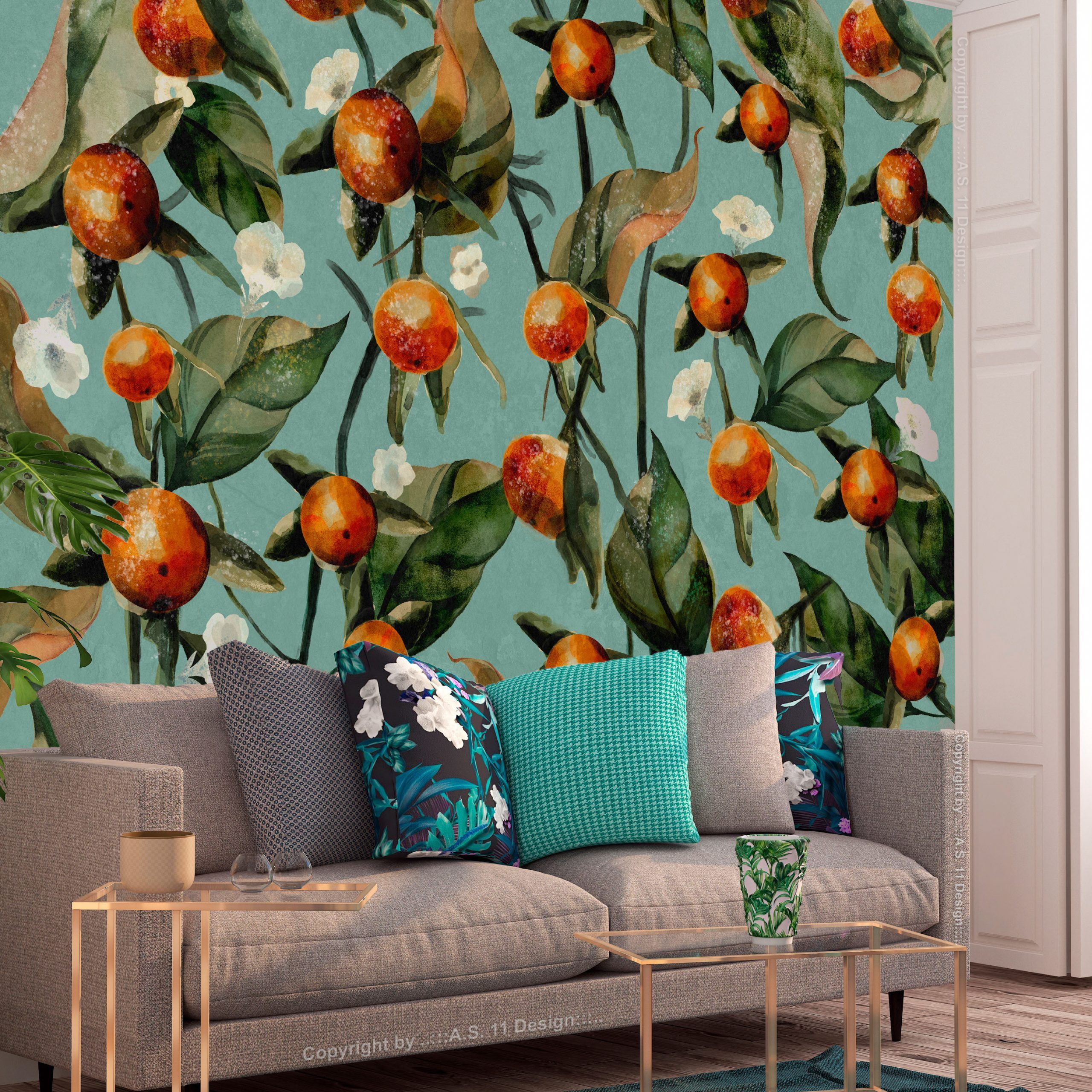 Photo Wallpaper Orange Grove – Other Flowers – Flowers – Wall Murals In Orange Grove Wall Art (View 7 of 15)