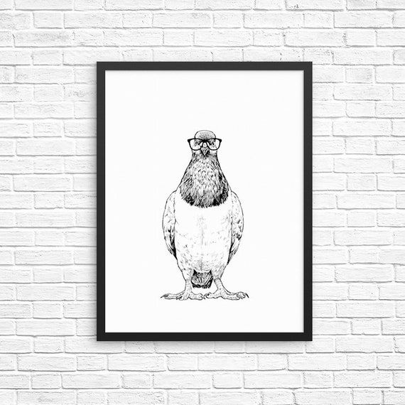 Pigeon Wall Art Pigeon Portrait Print Bird Lovers Sign – Etsy France In Pigeon Wall Art (View 7 of 15)