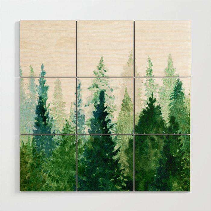 Pine Trees 2 Wood Wall Artnadja | Society6 Inside Pine Forest Wall Art (View 7 of 15)