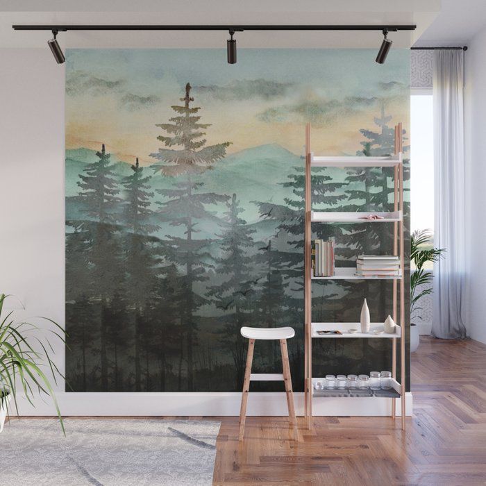 Pine Trees Wall Muralnadja | Society6 With Regard To Pine Forest Wall Art (View 10 of 15)
